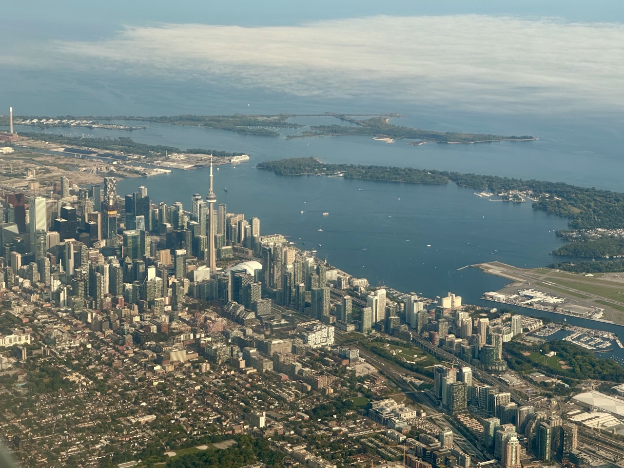 air canada business class over Toronto