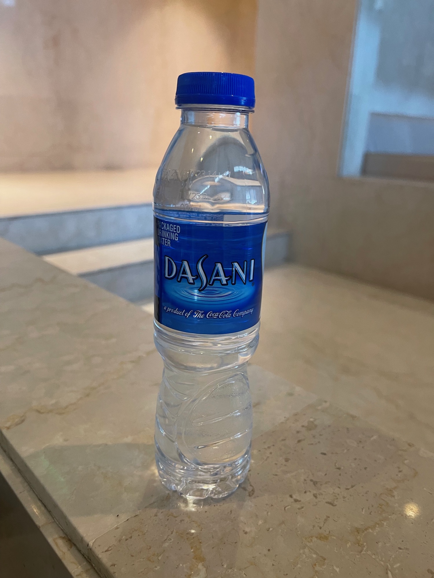 a water bottle on a counter