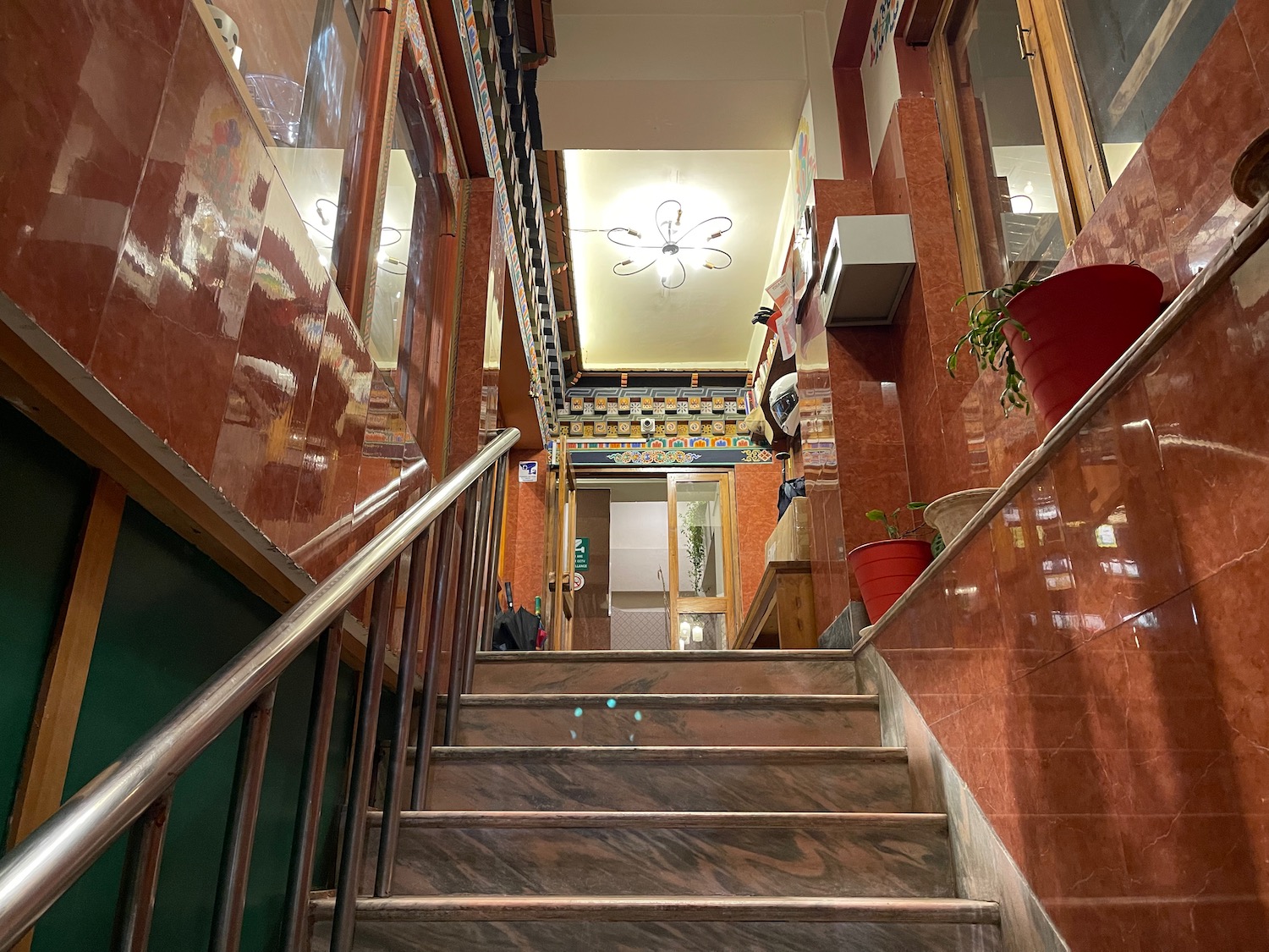 a staircase leading up to a building