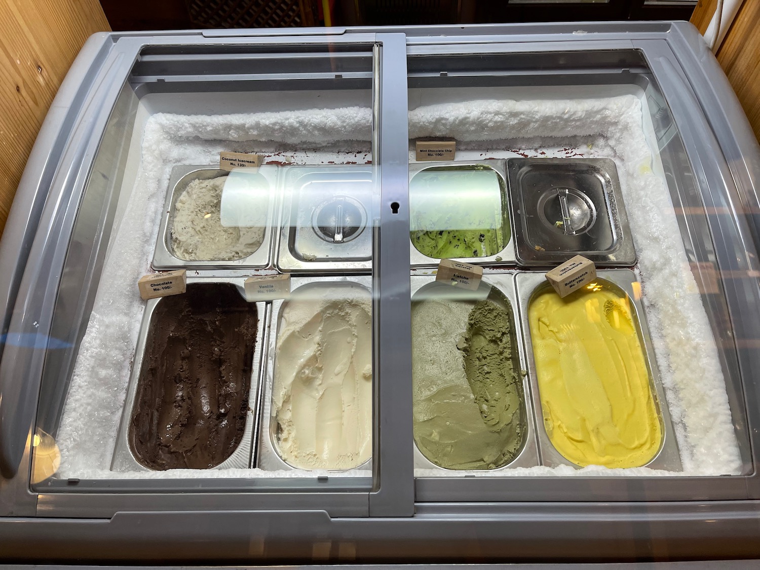 a ice cream in a freezer