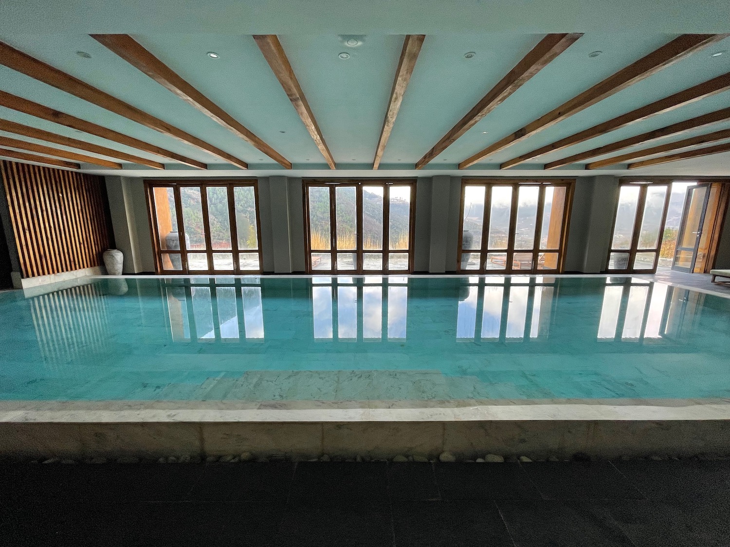 a pool inside a building