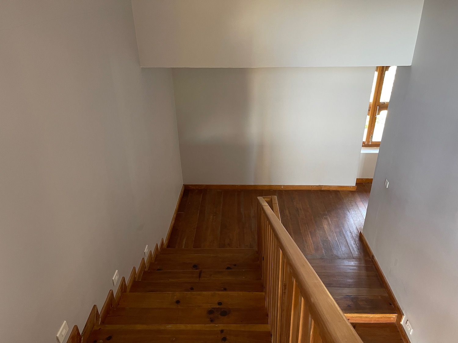 a wooden staircase in a house