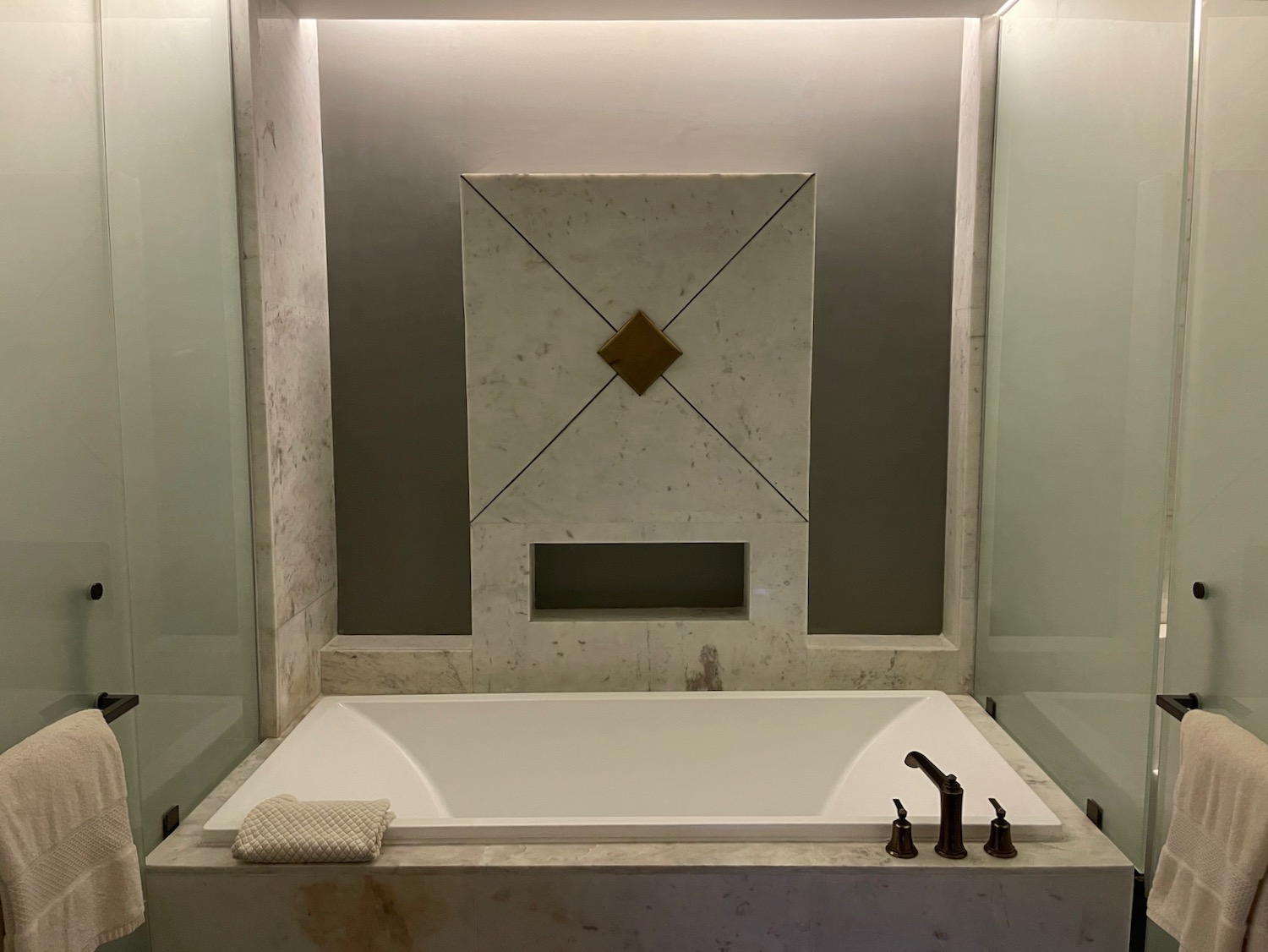 a bathtub in a bathroom