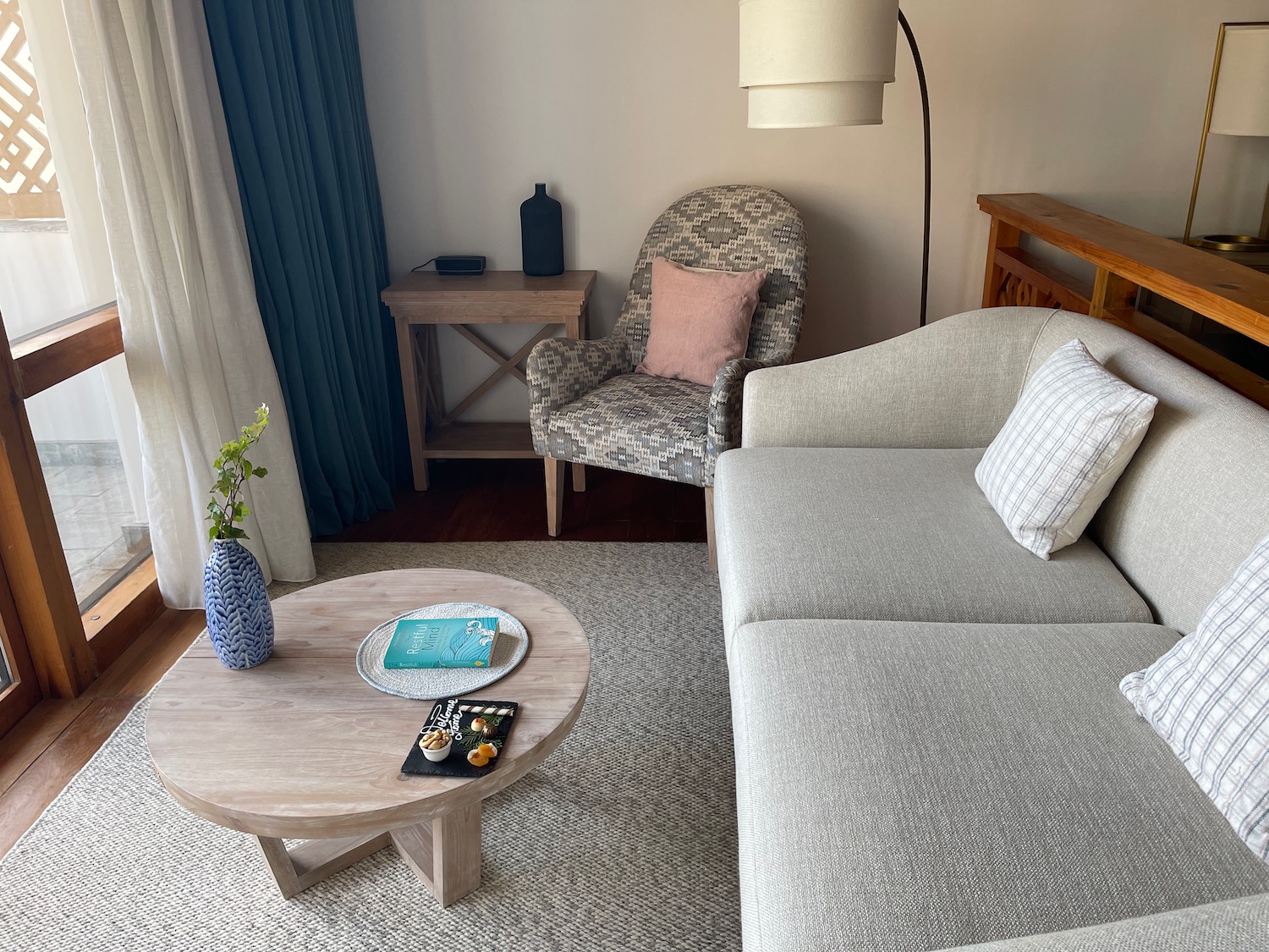 a living room with a couch and a coffee table