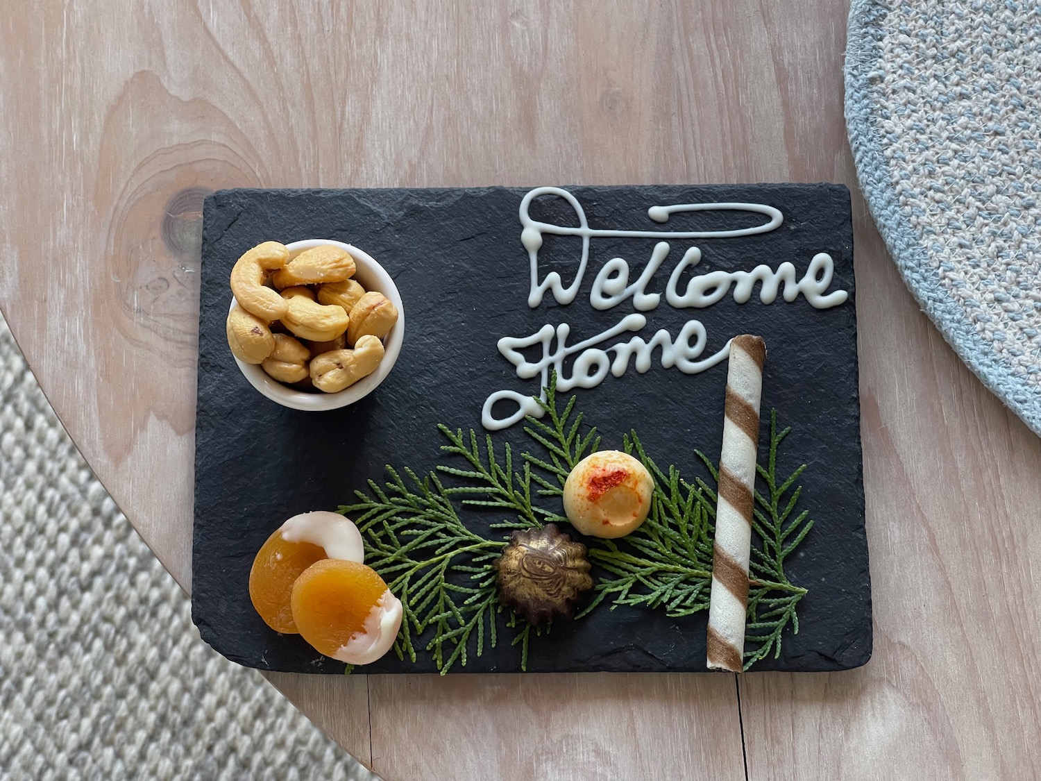 a black board with food on it