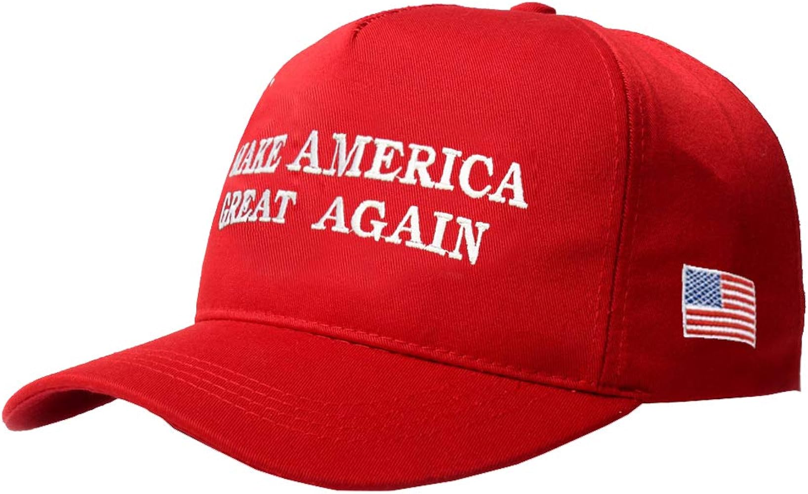 a red hat with white text