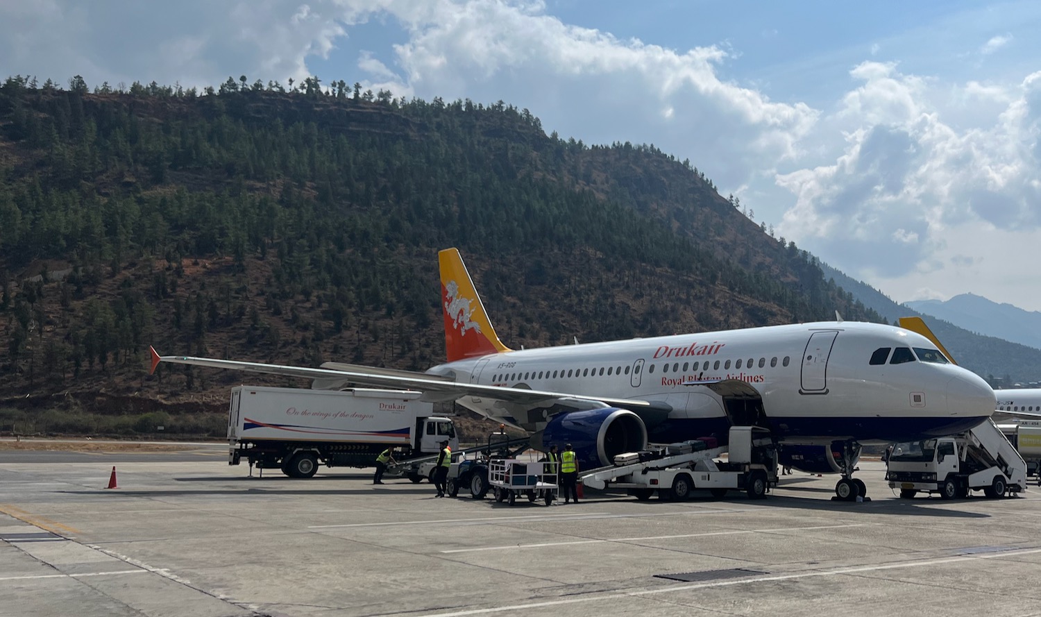 a plane parked on a runway