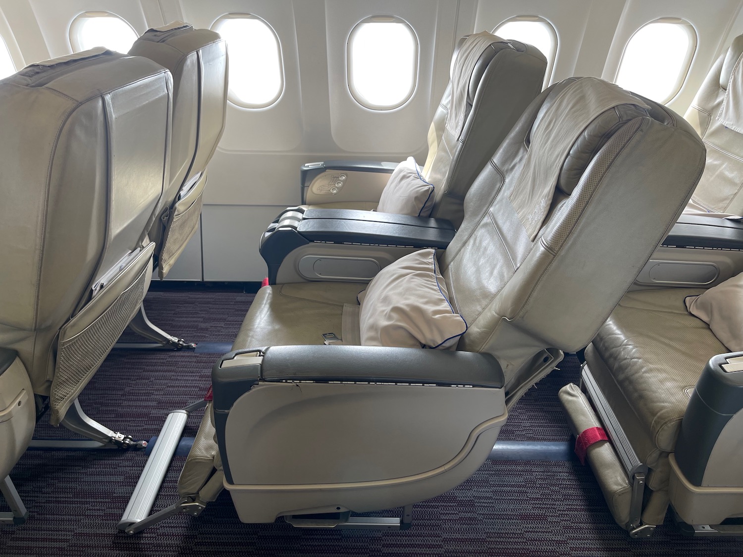 a row of seats in an airplane