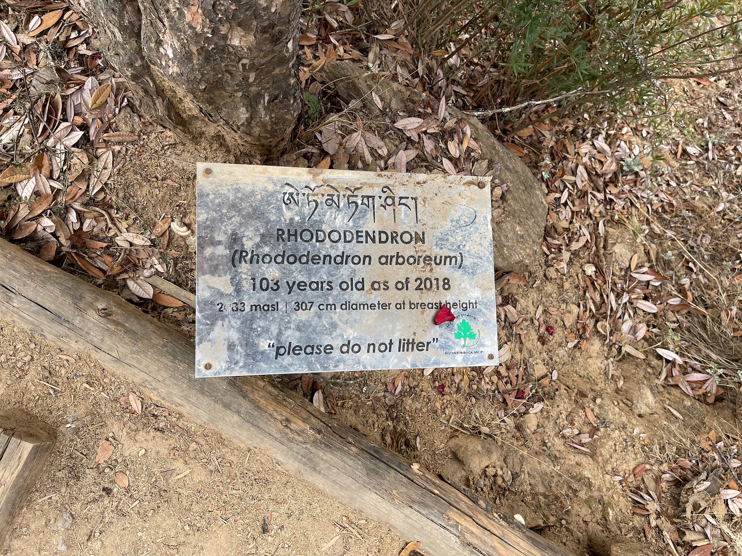 a sign on a rock