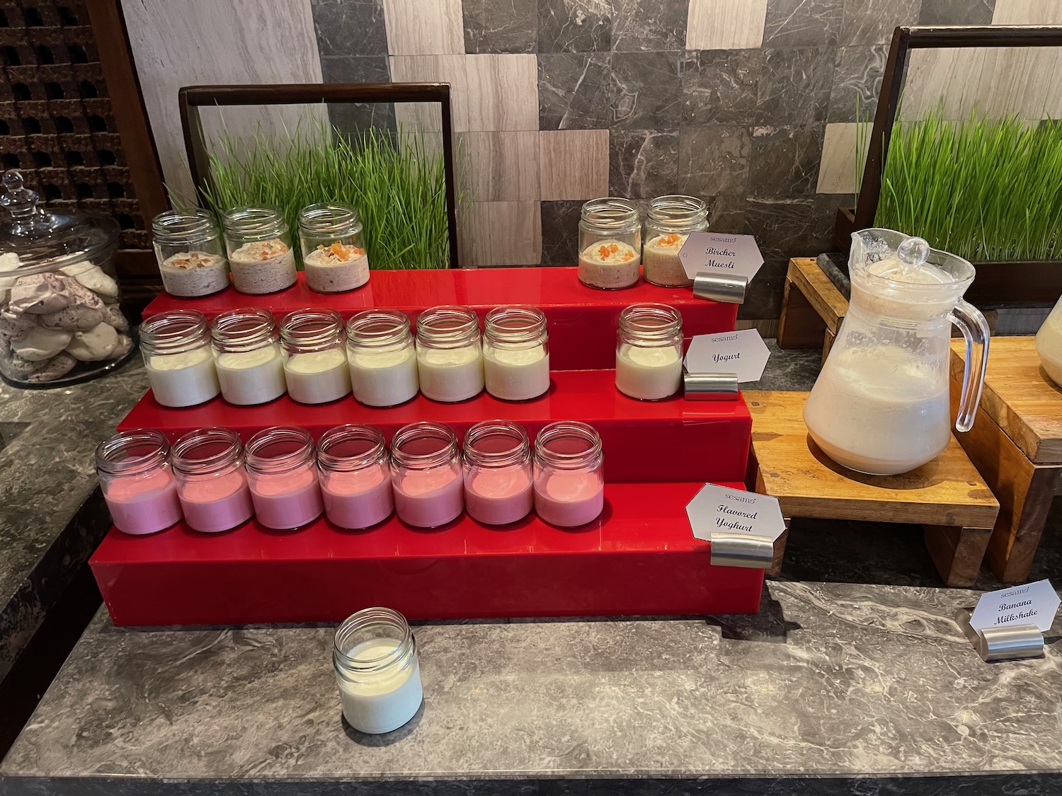 a display of jars of food