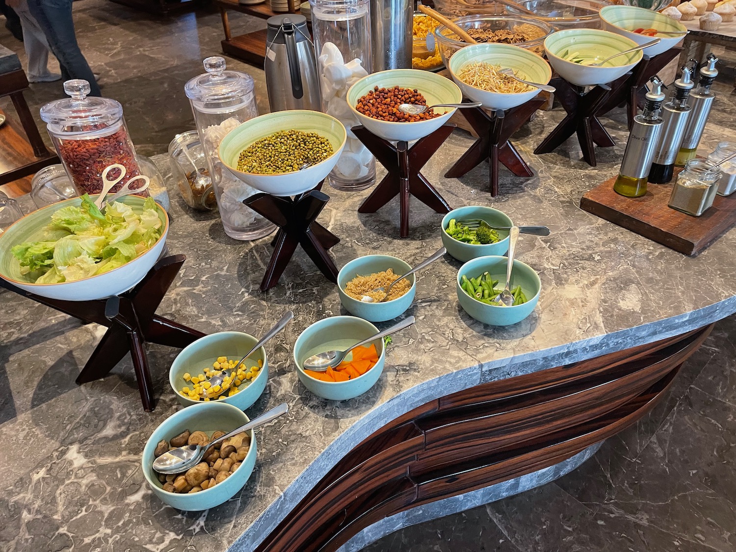 a table with bowls of food