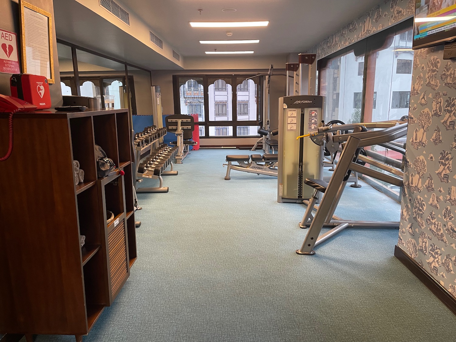 a room with exercise equipment