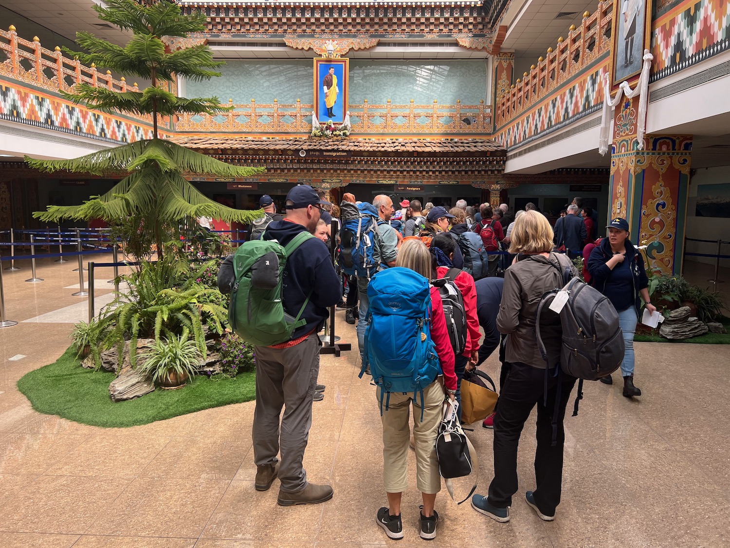 a group of people in a building