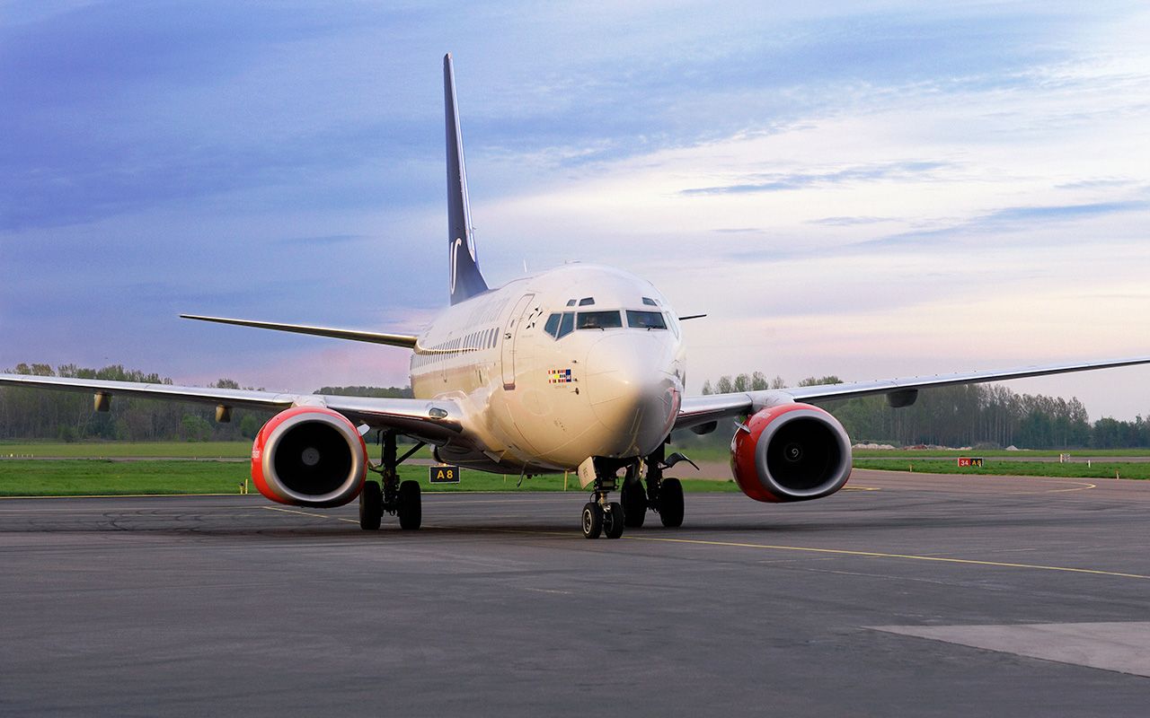 a plane on the runway