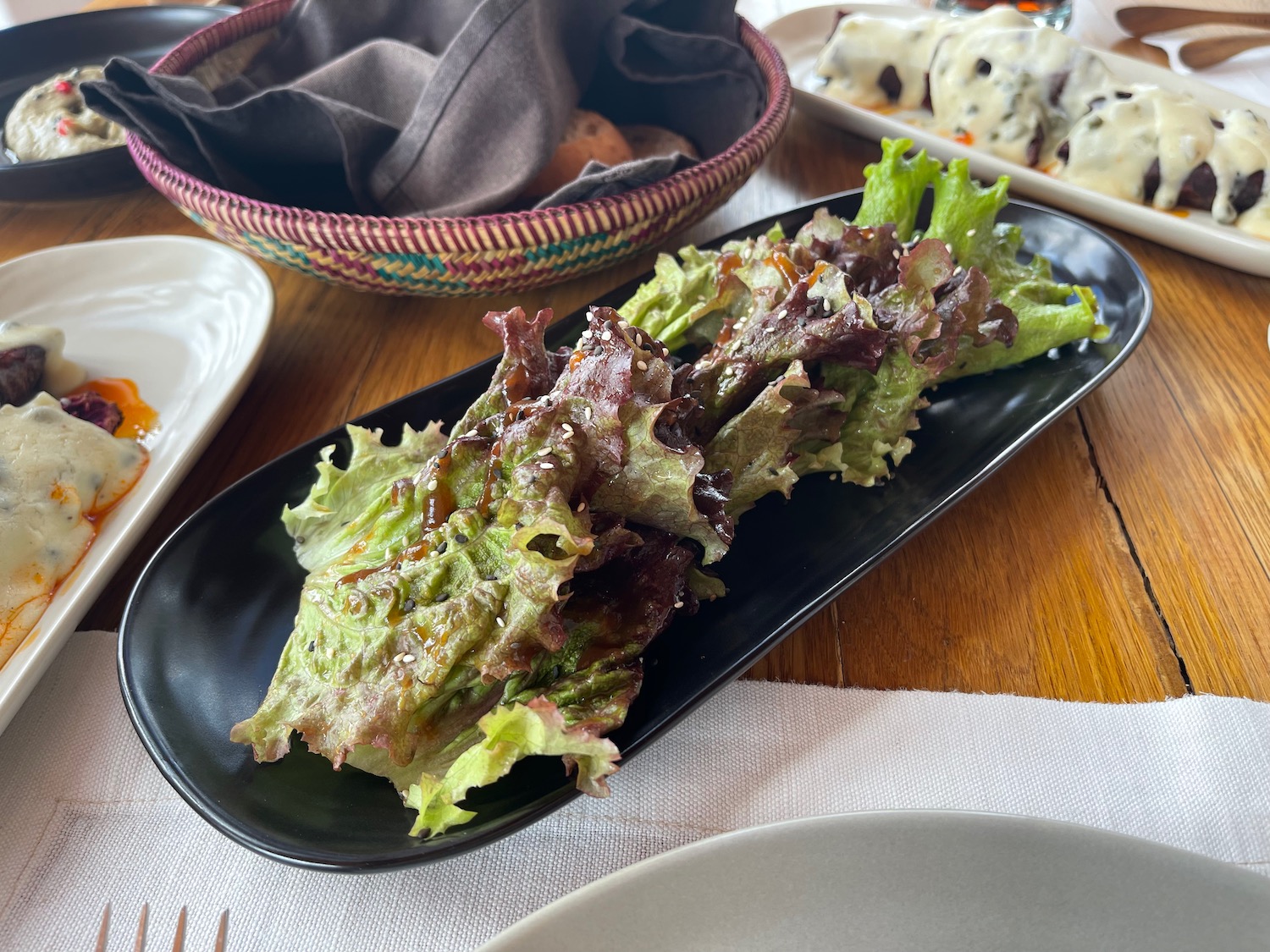 a plate of salad on a table