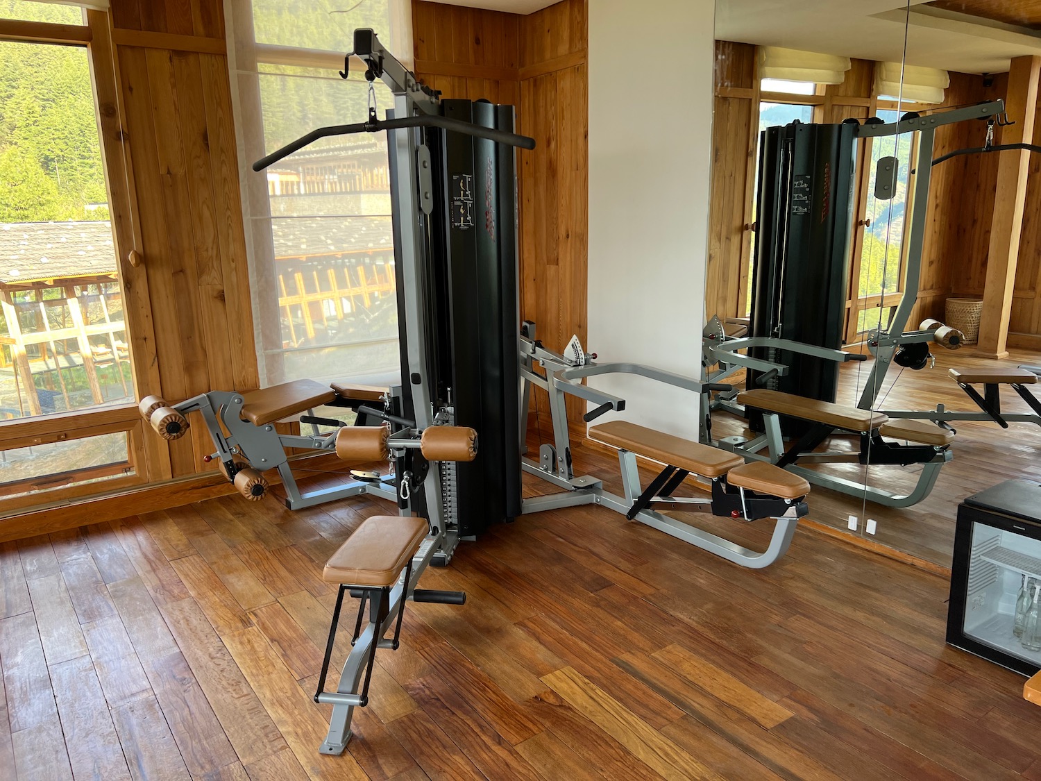 a gym with exercise equipment