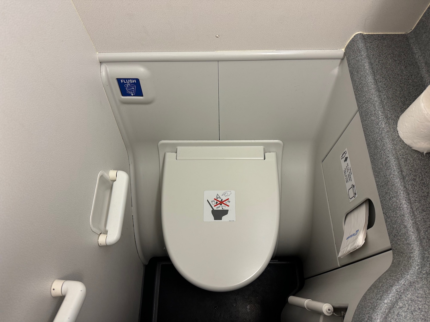 a toilet in a plane