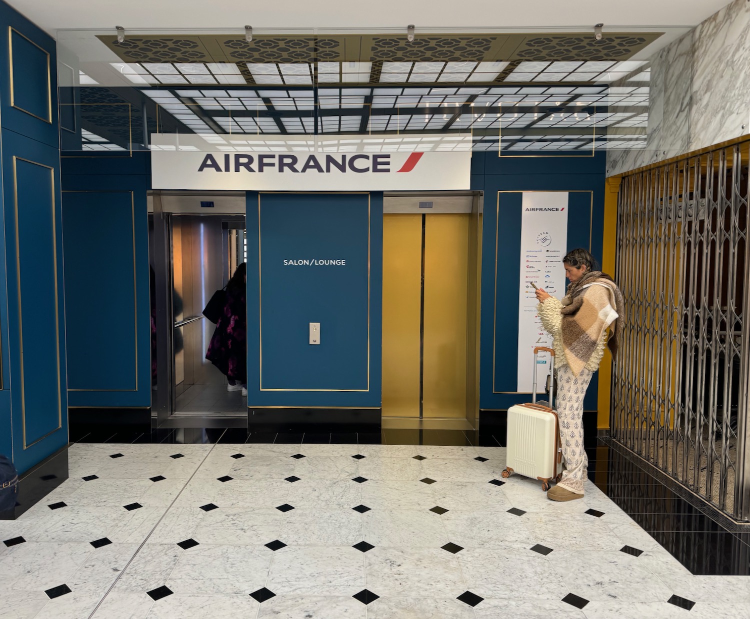 a person standing in front of an elevator