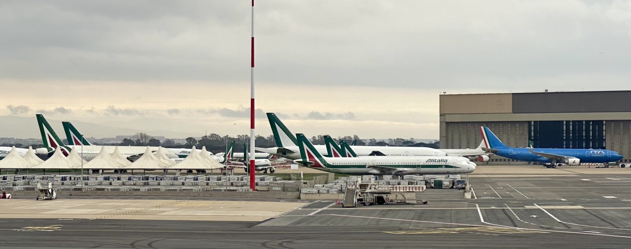 Alitalia aircraft at Rome Fiumicino Airport