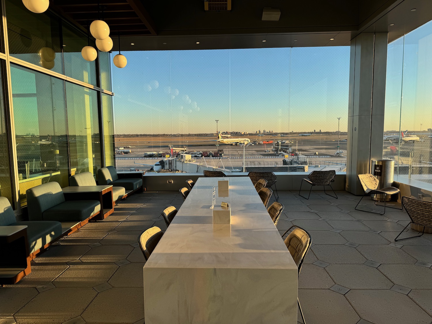 a room with a table and chairs