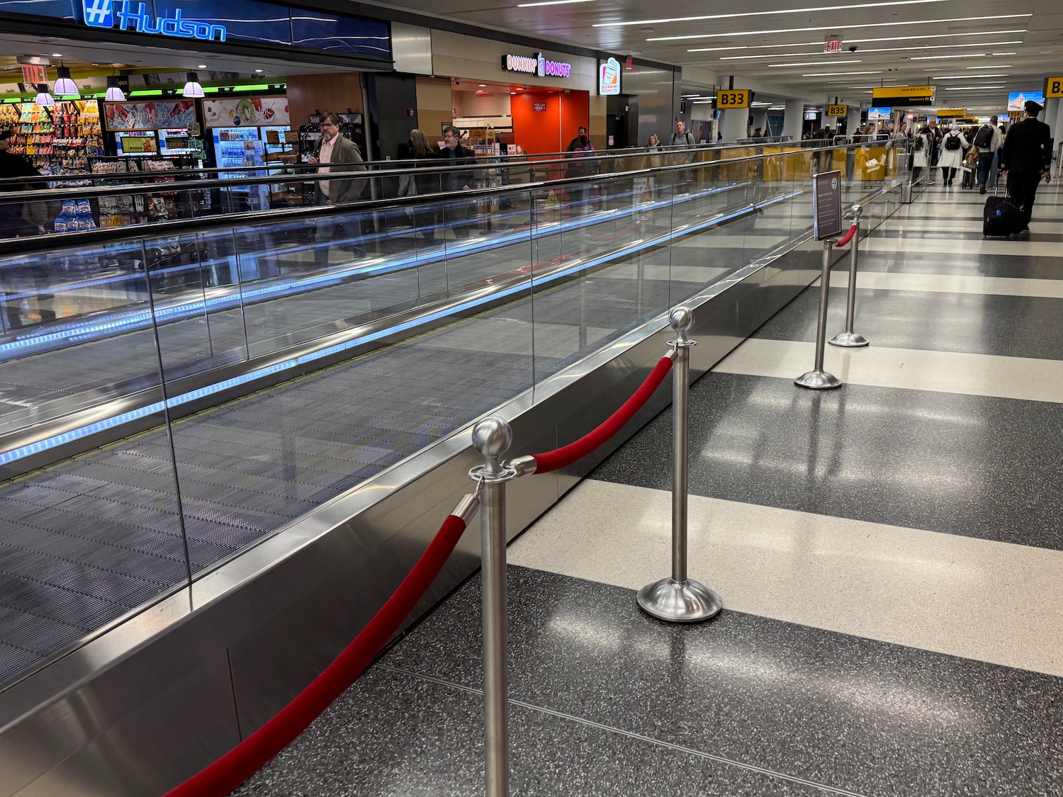 a conveyor belt in a airport