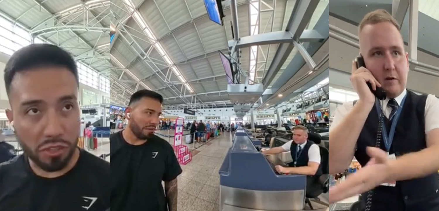 a man standing in an airport