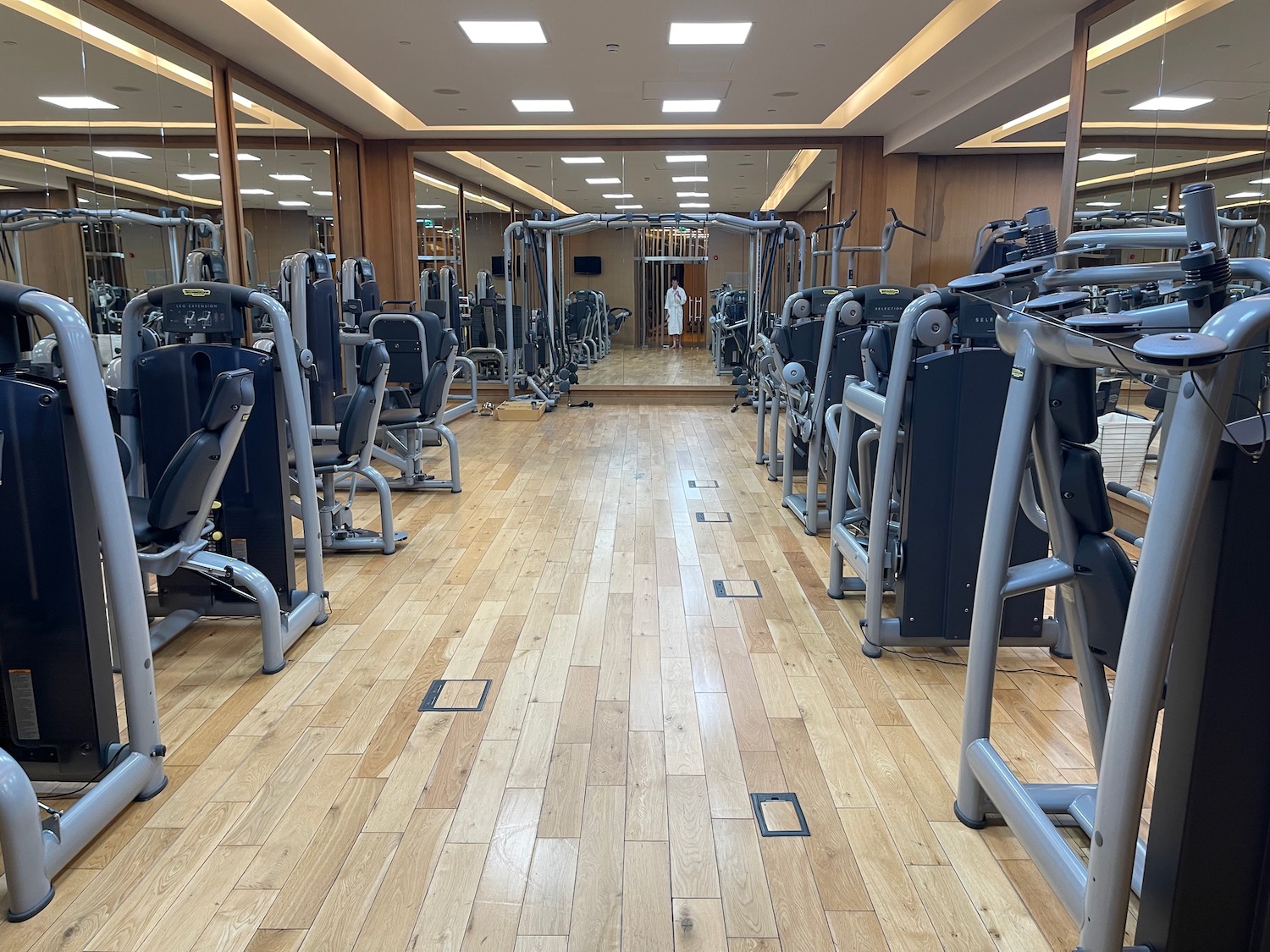 a room with gym equipment