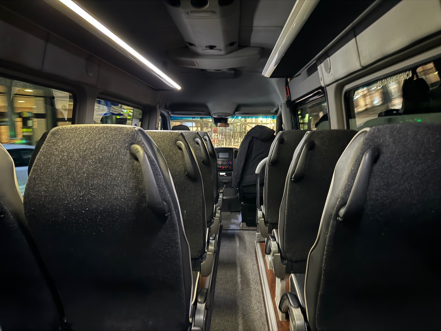 the inside of a bus