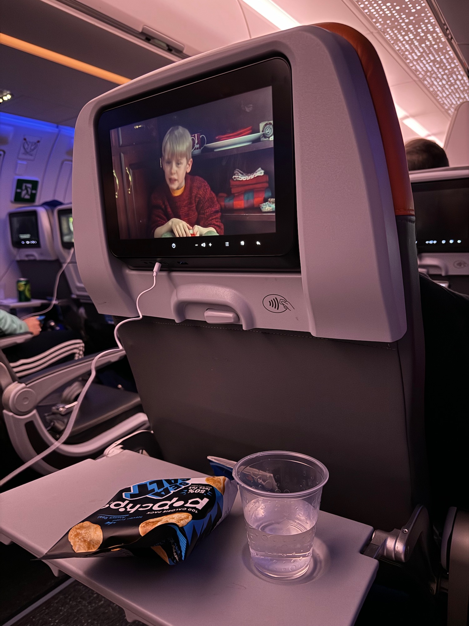 a television on a plane