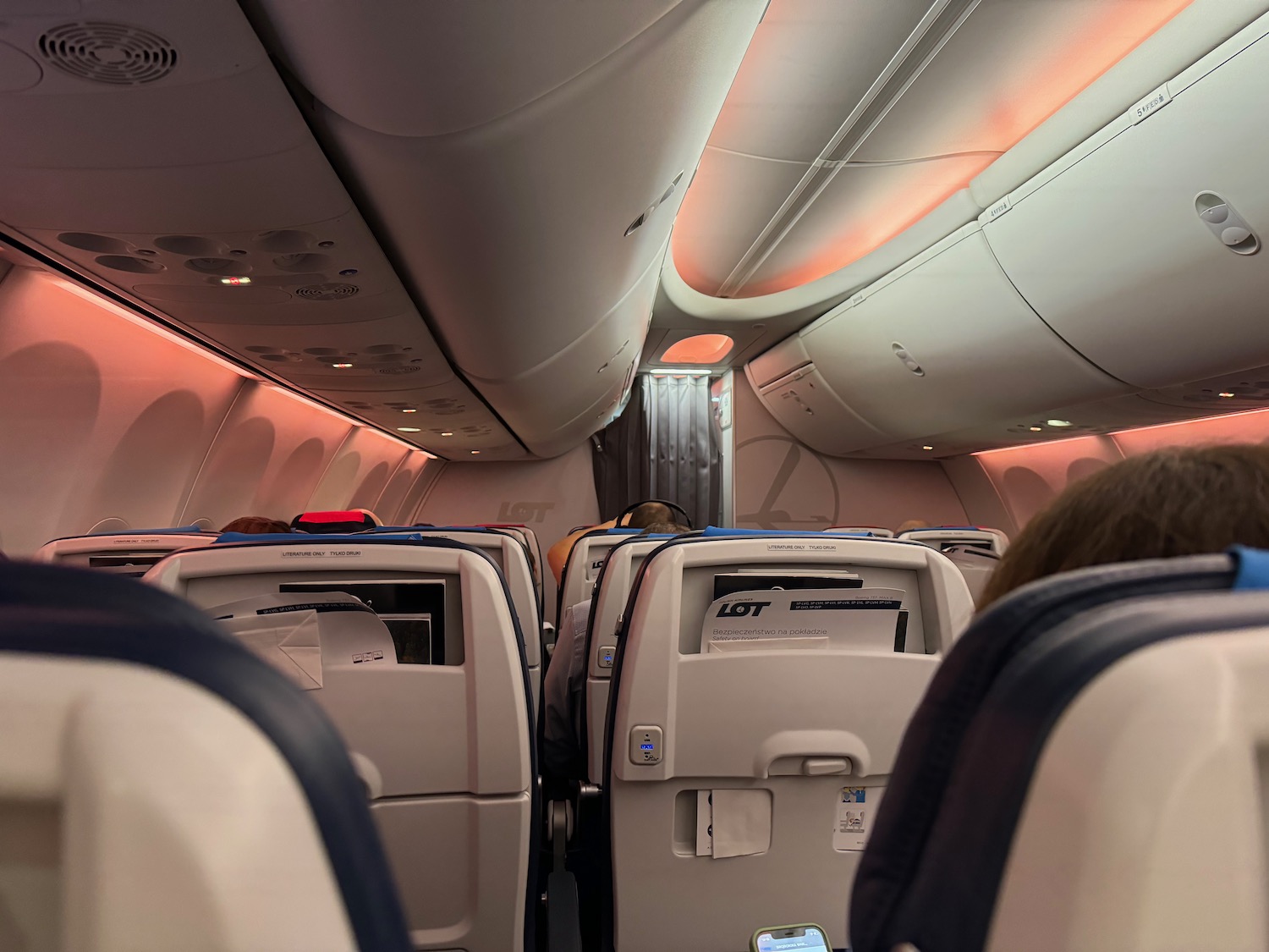 a row of seats in an airplane