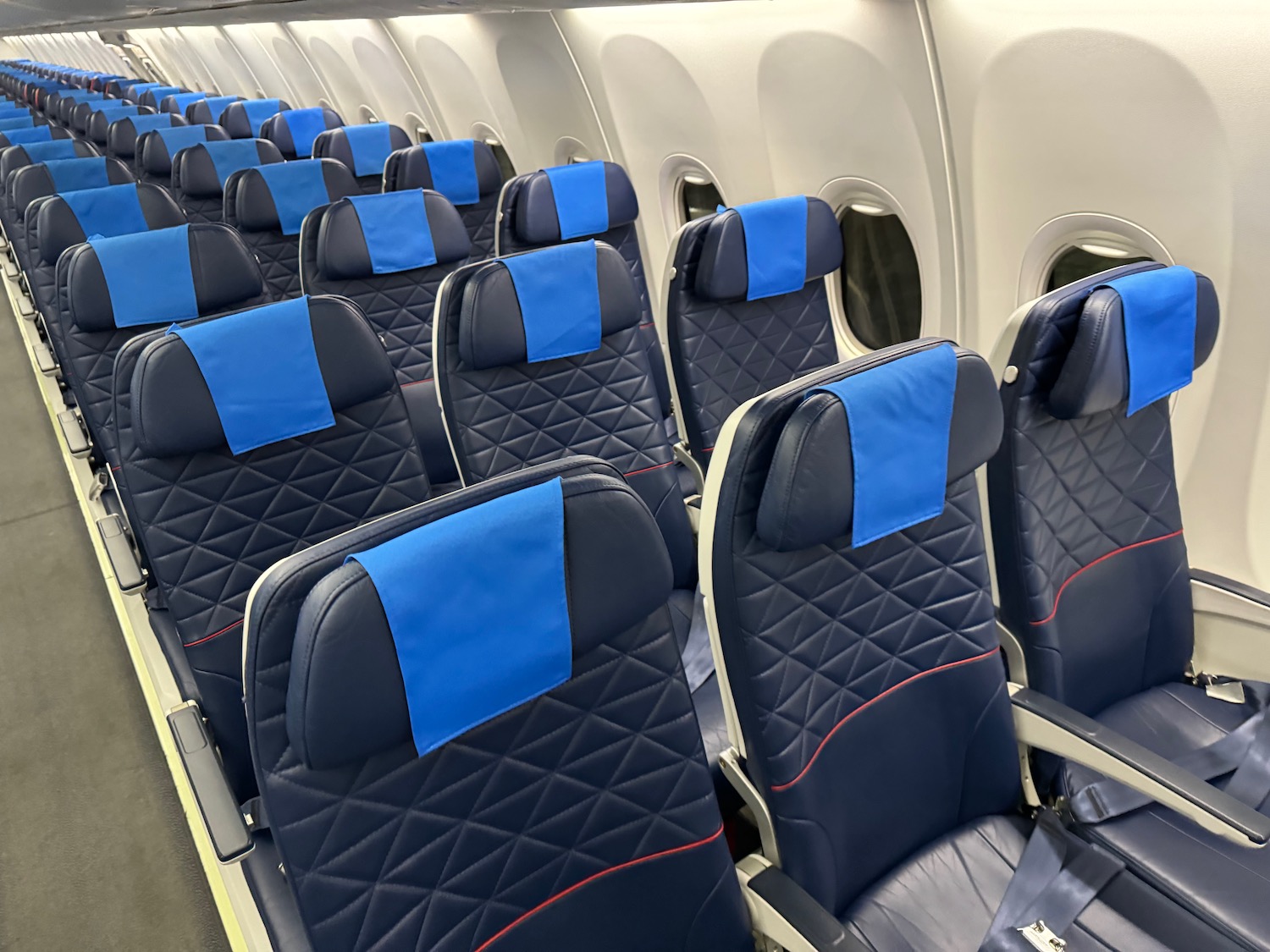 a row of seats in an airplane