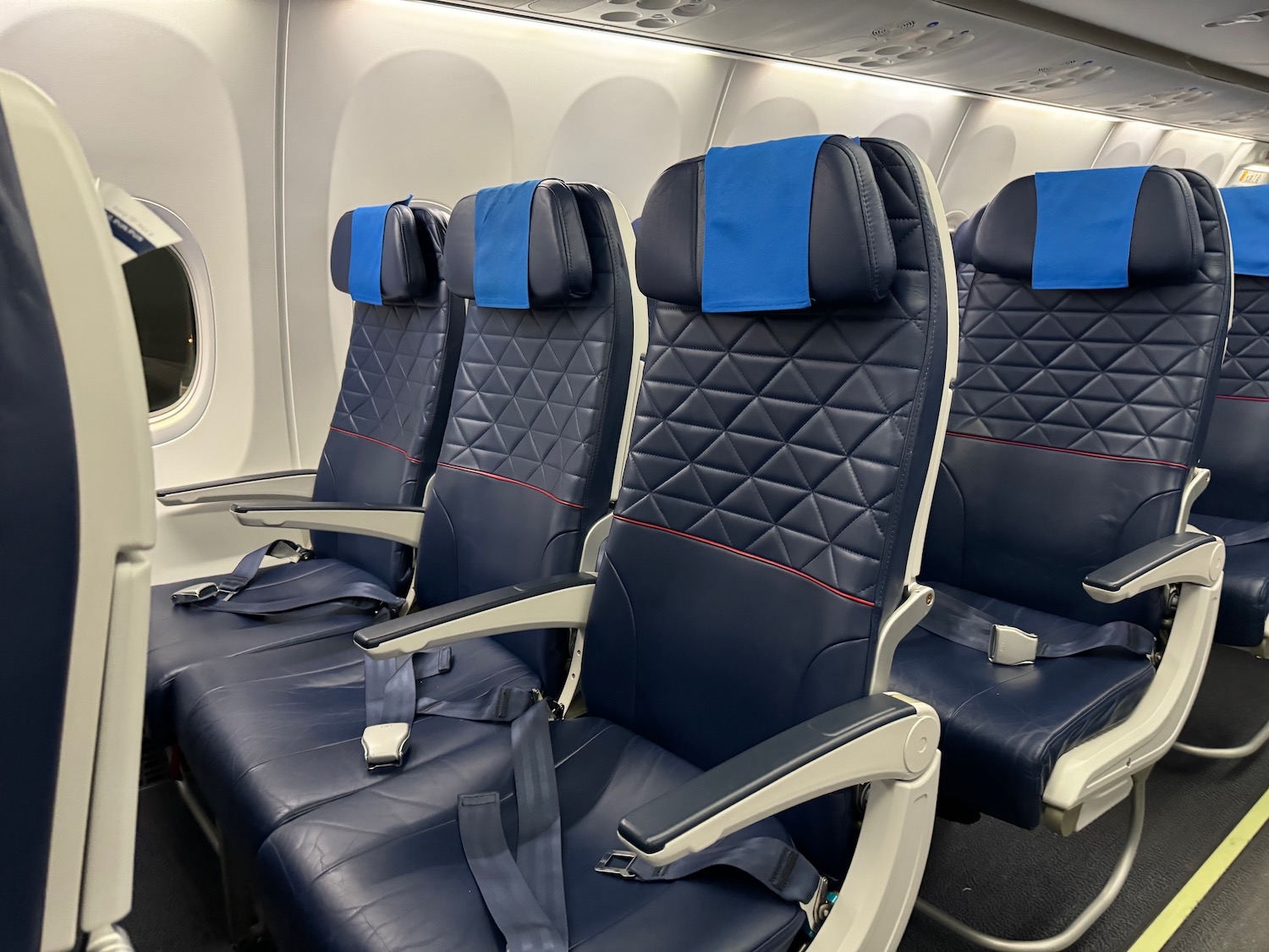 a row of seats in an airplane