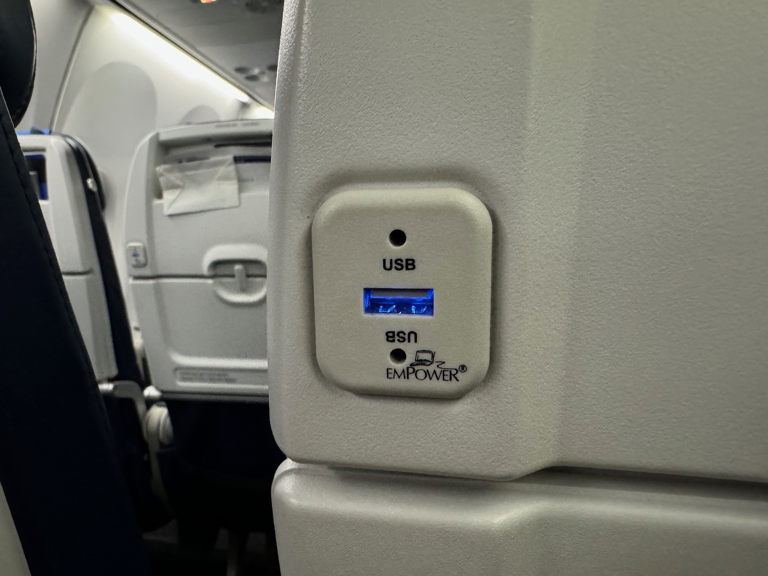 a usb port on an airplane