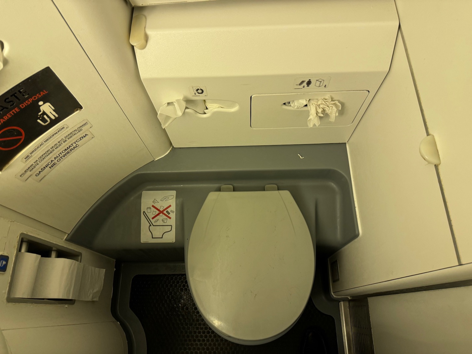 a toilet in a plane