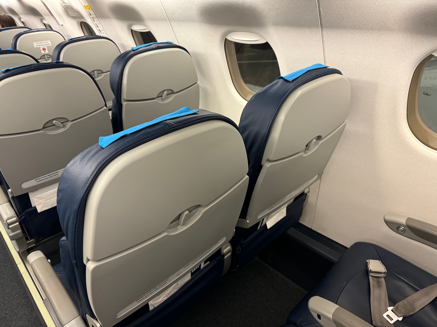 a row of seats on an airplane