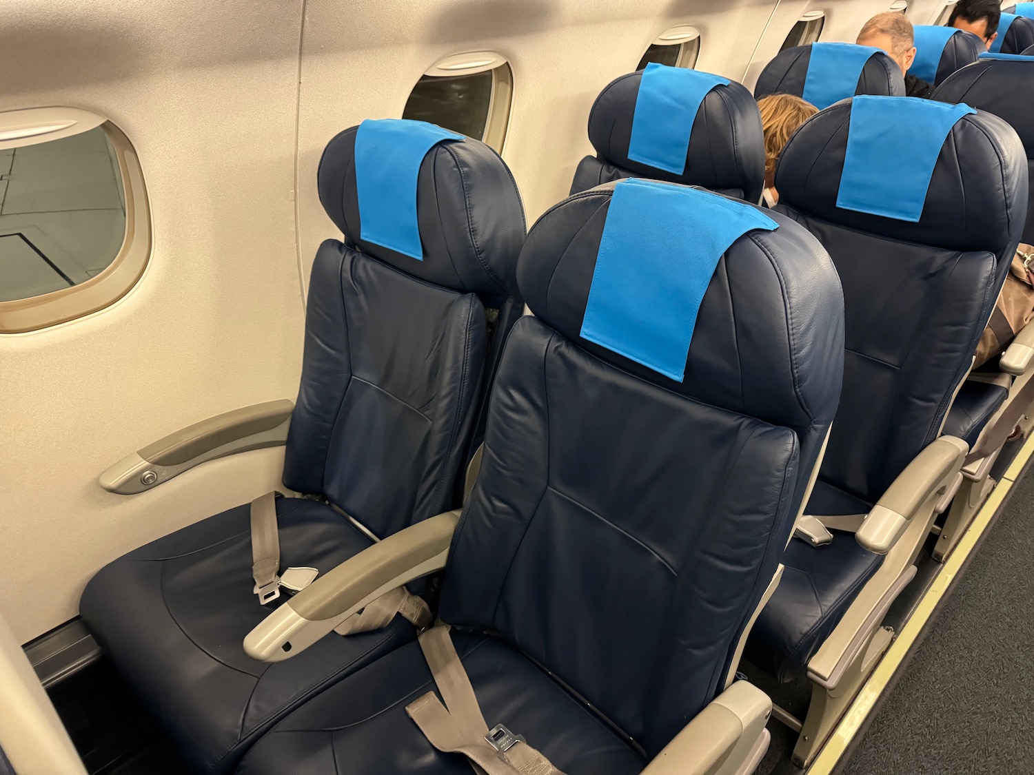 a row of seats on an airplane