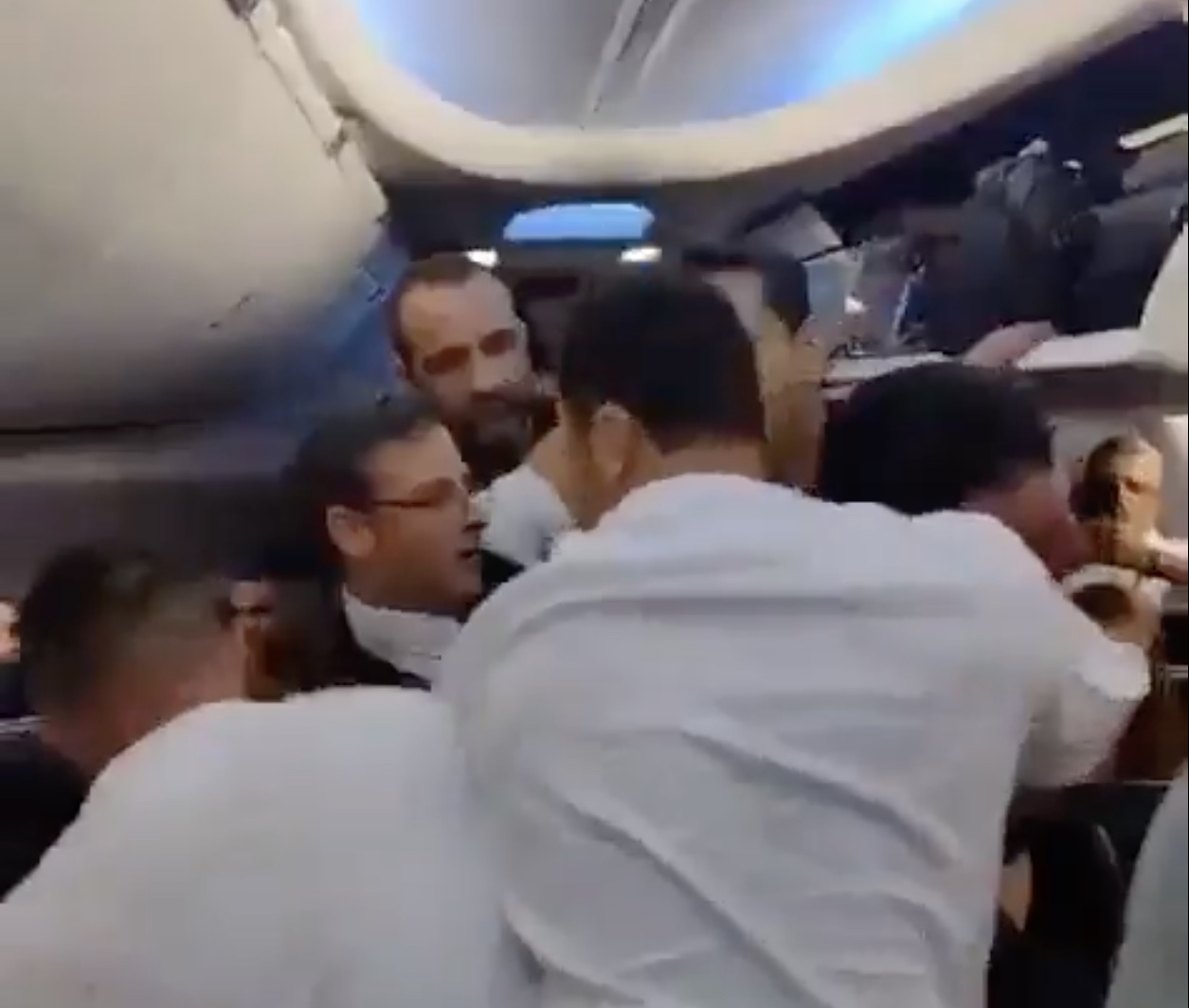 a group of people in a plane