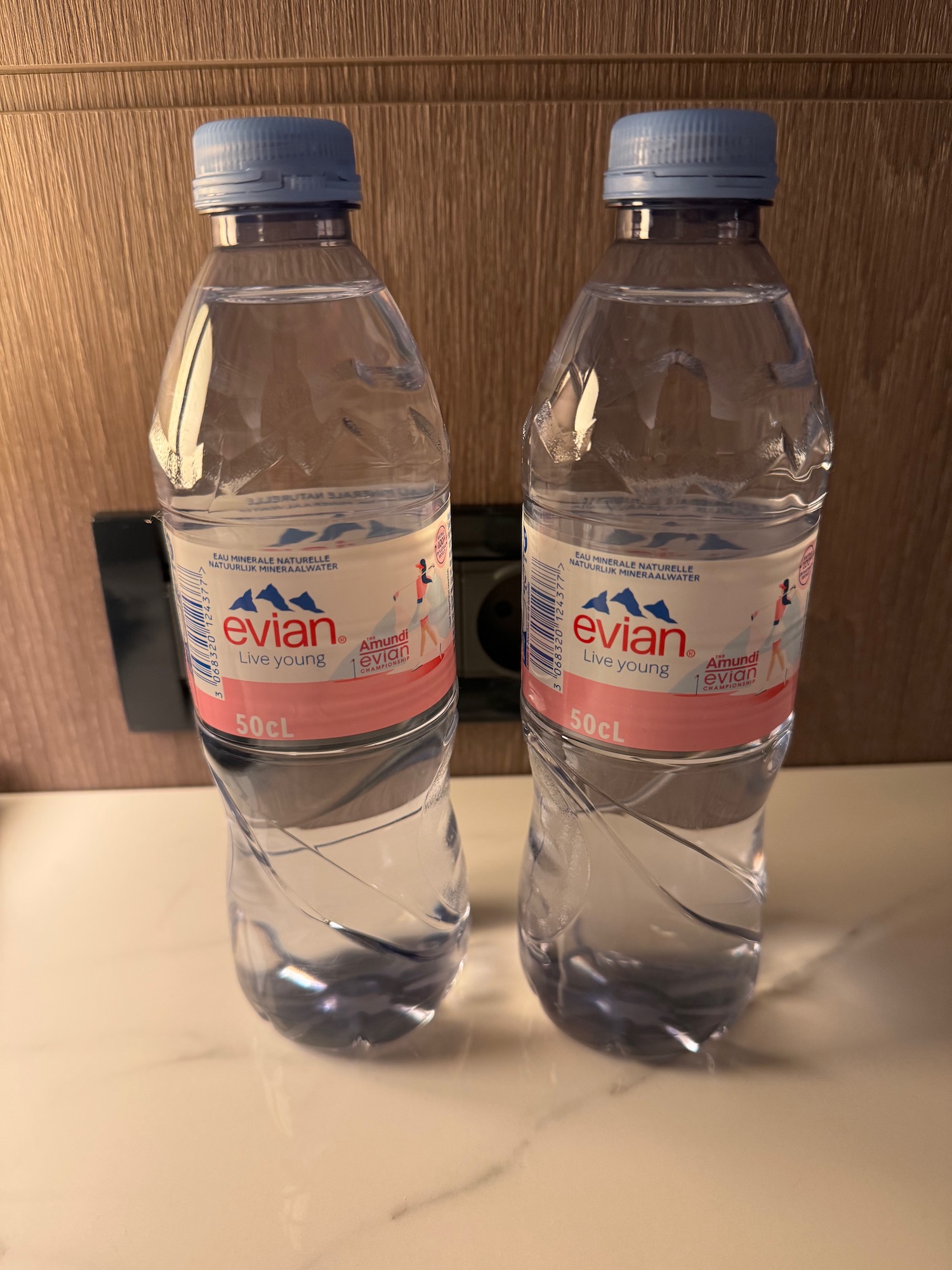 two plastic bottles of water