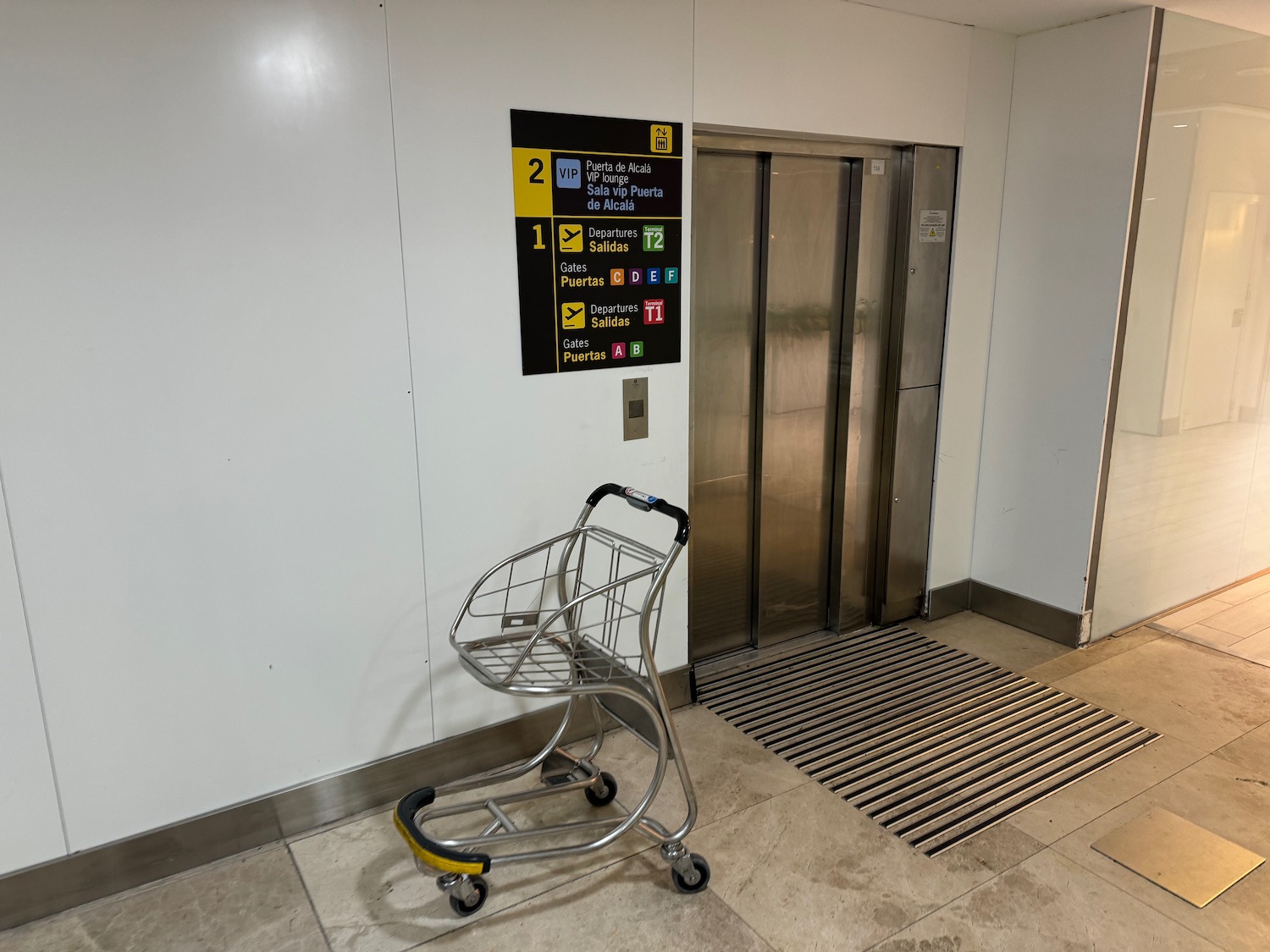 a cart in front of an elevator