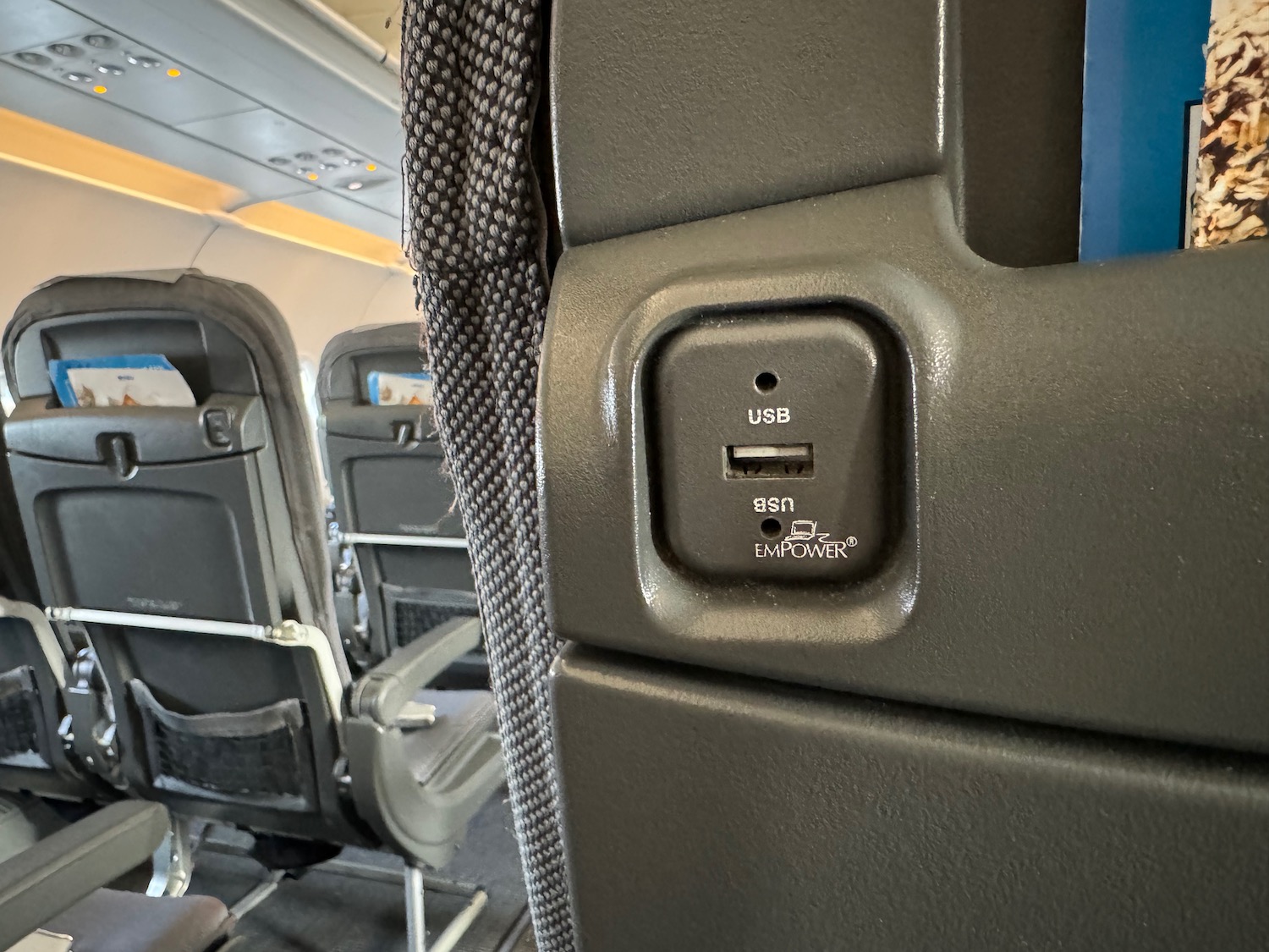 a usb port on a plane