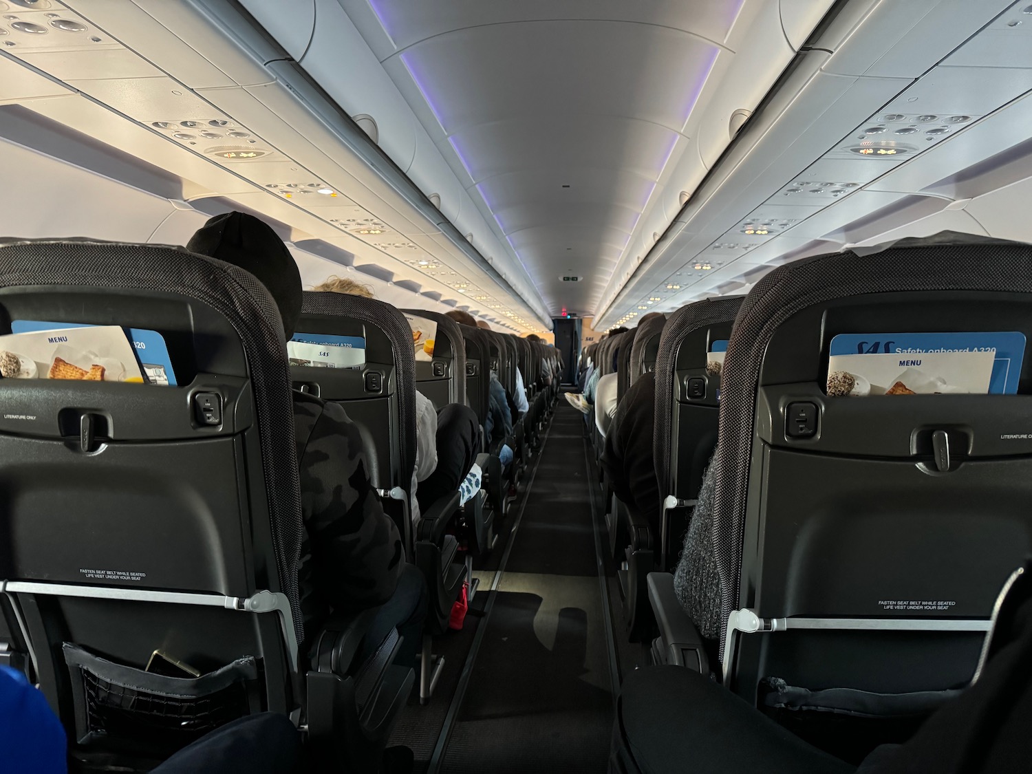 rows of seats on an airplane