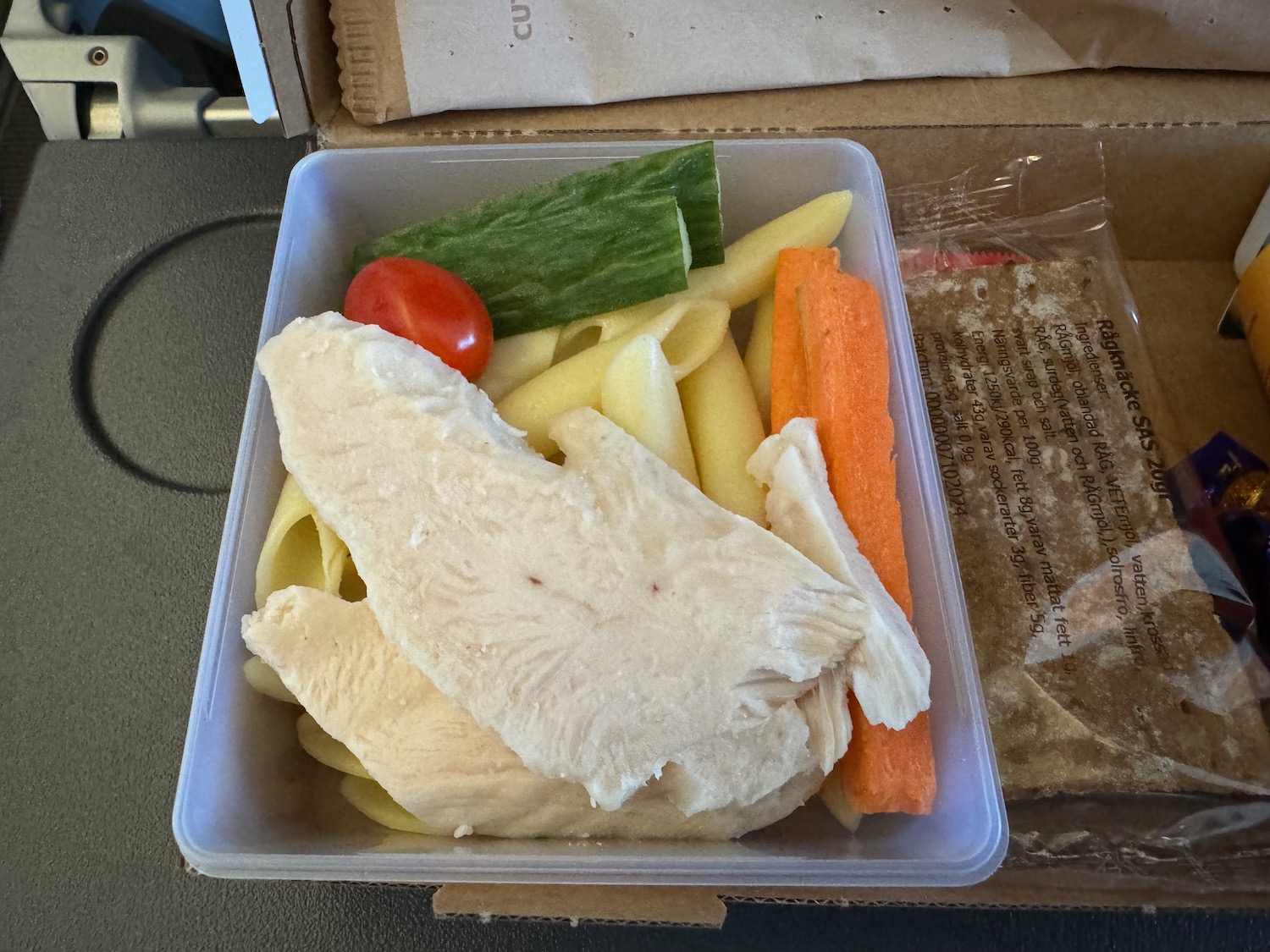 a plastic container with food in it