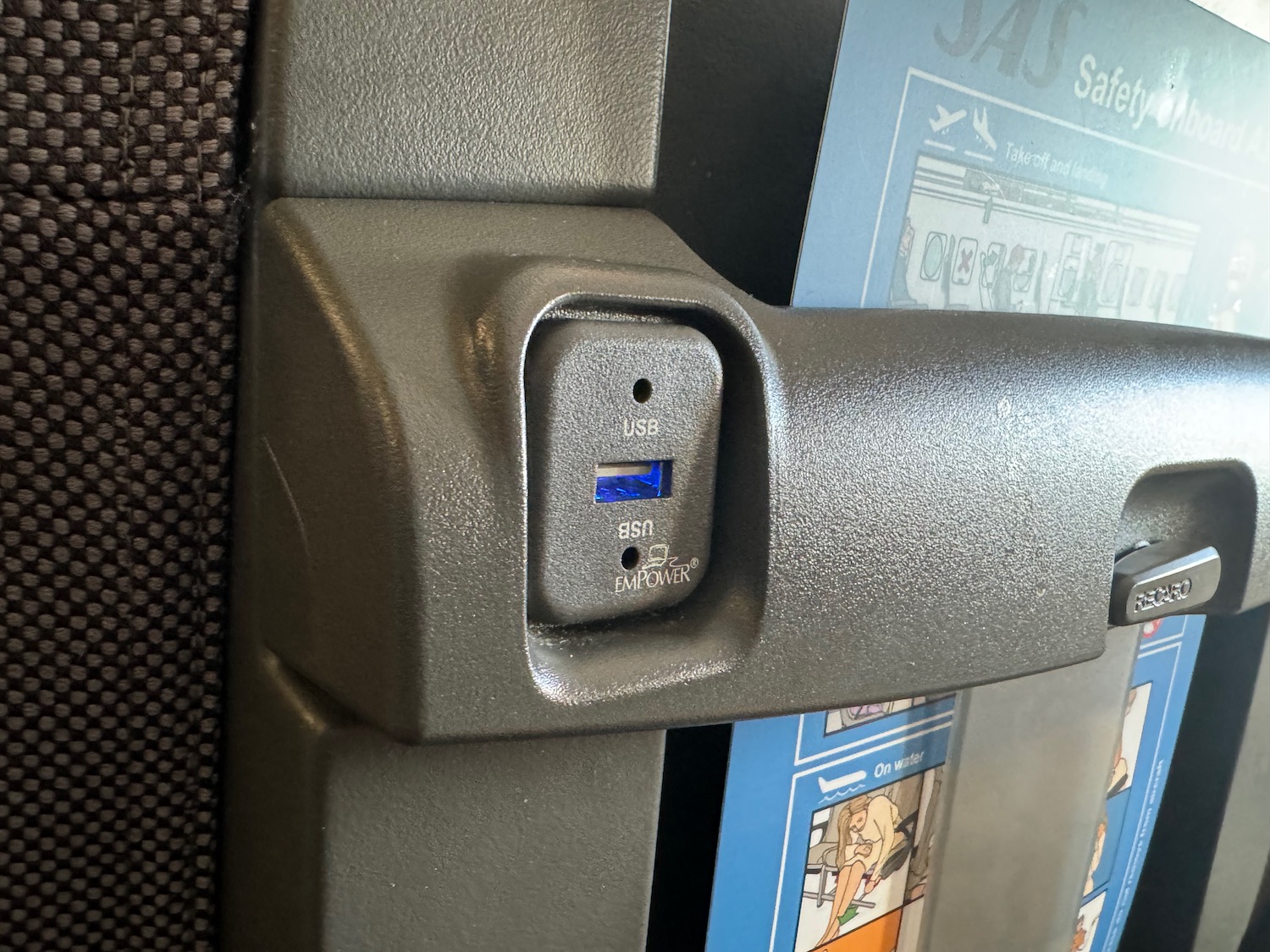 a usb port on a piece of luggage