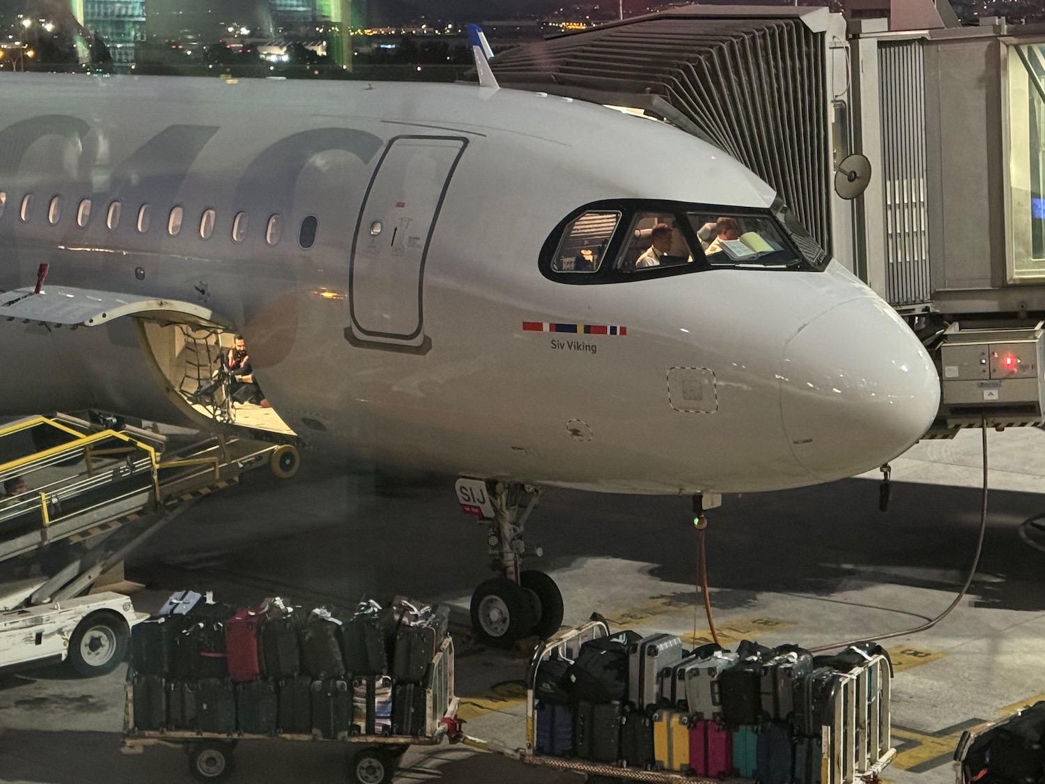 a plane with luggage on it