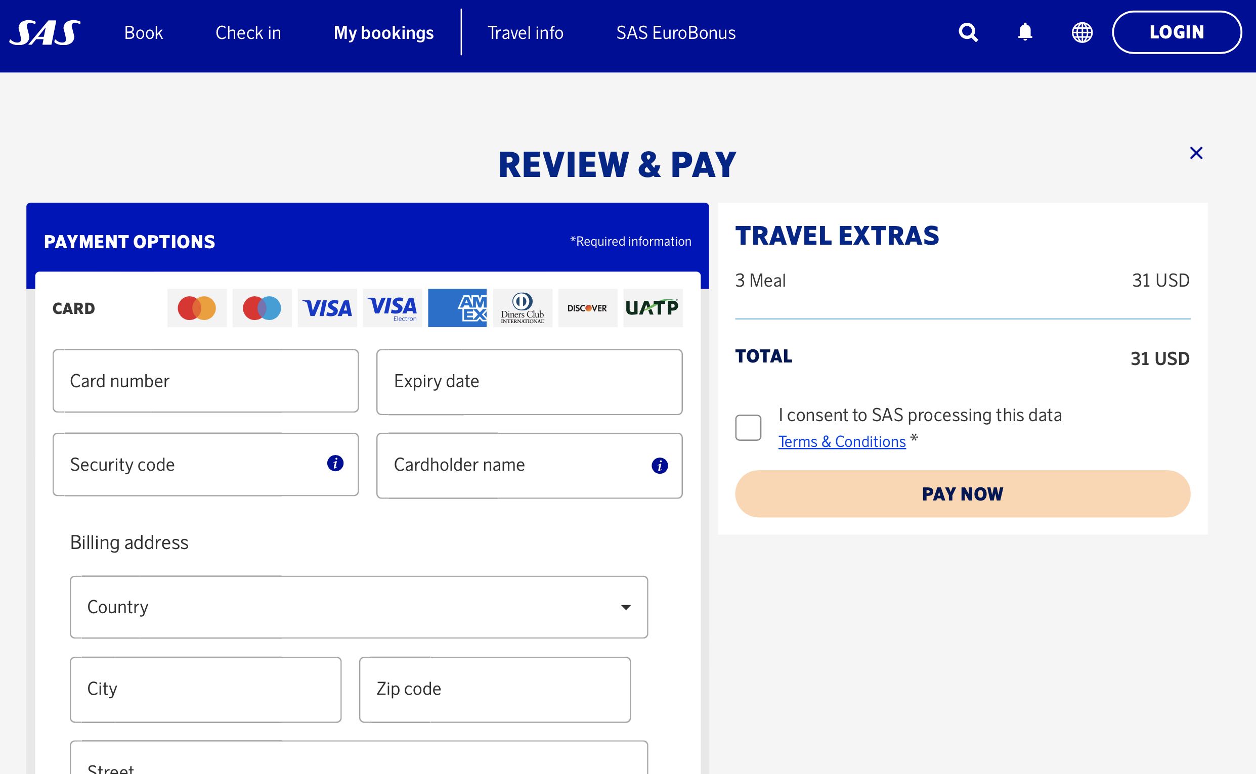 a screenshot of a travel registration form