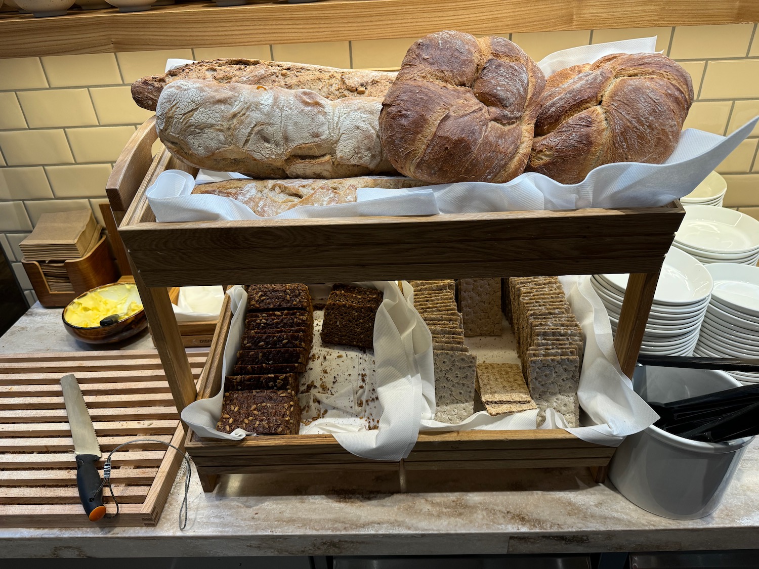 a tray of bread on a table