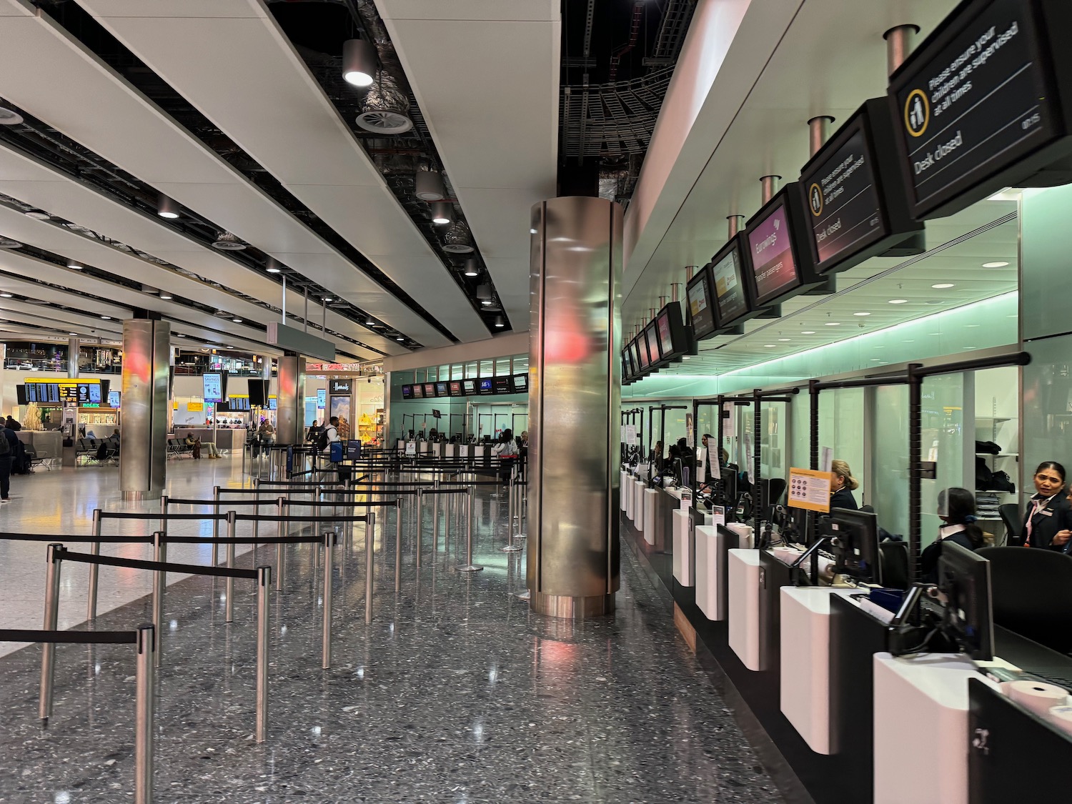 a check in counter in an airport