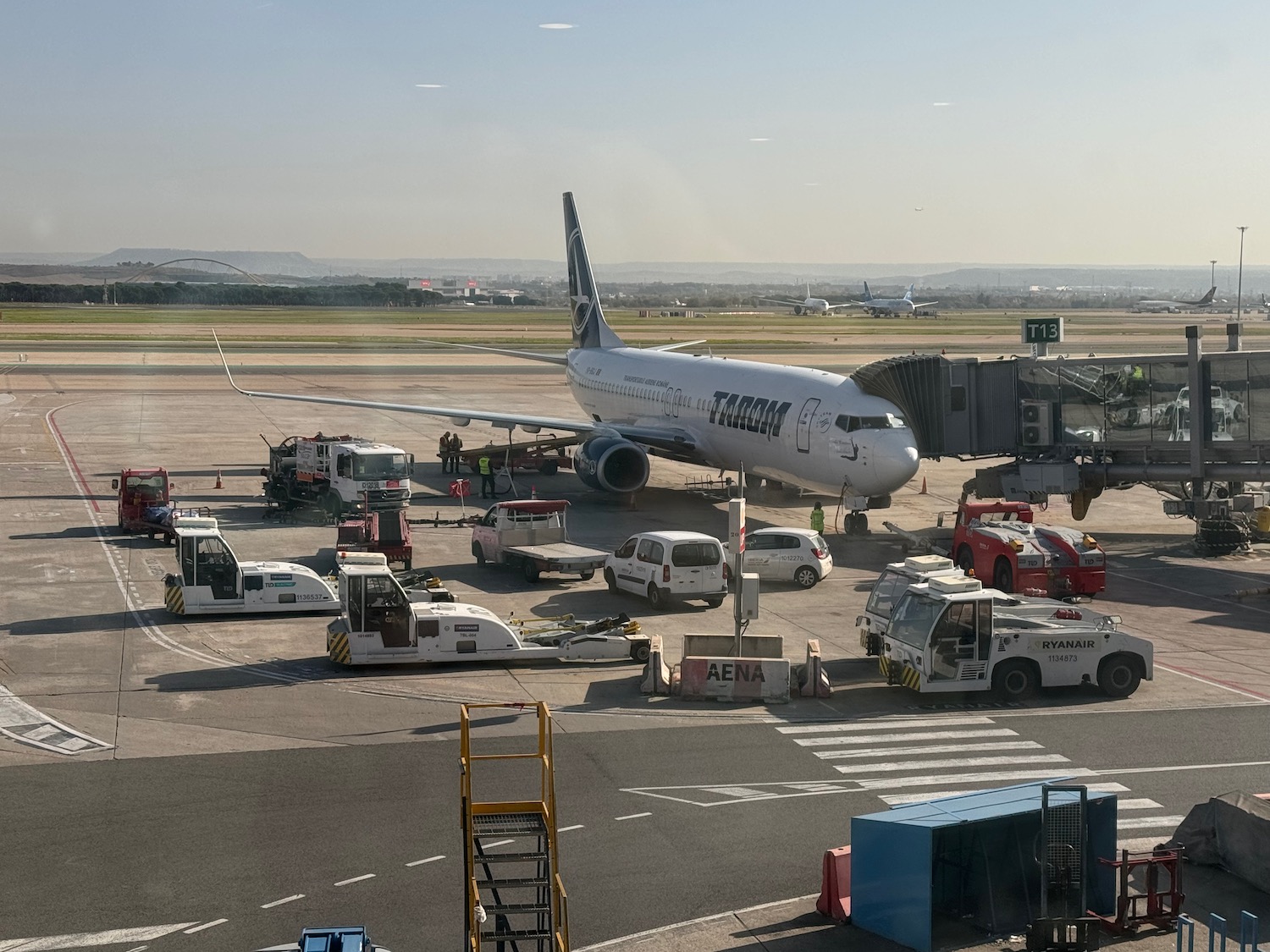 a plane parked on a runway