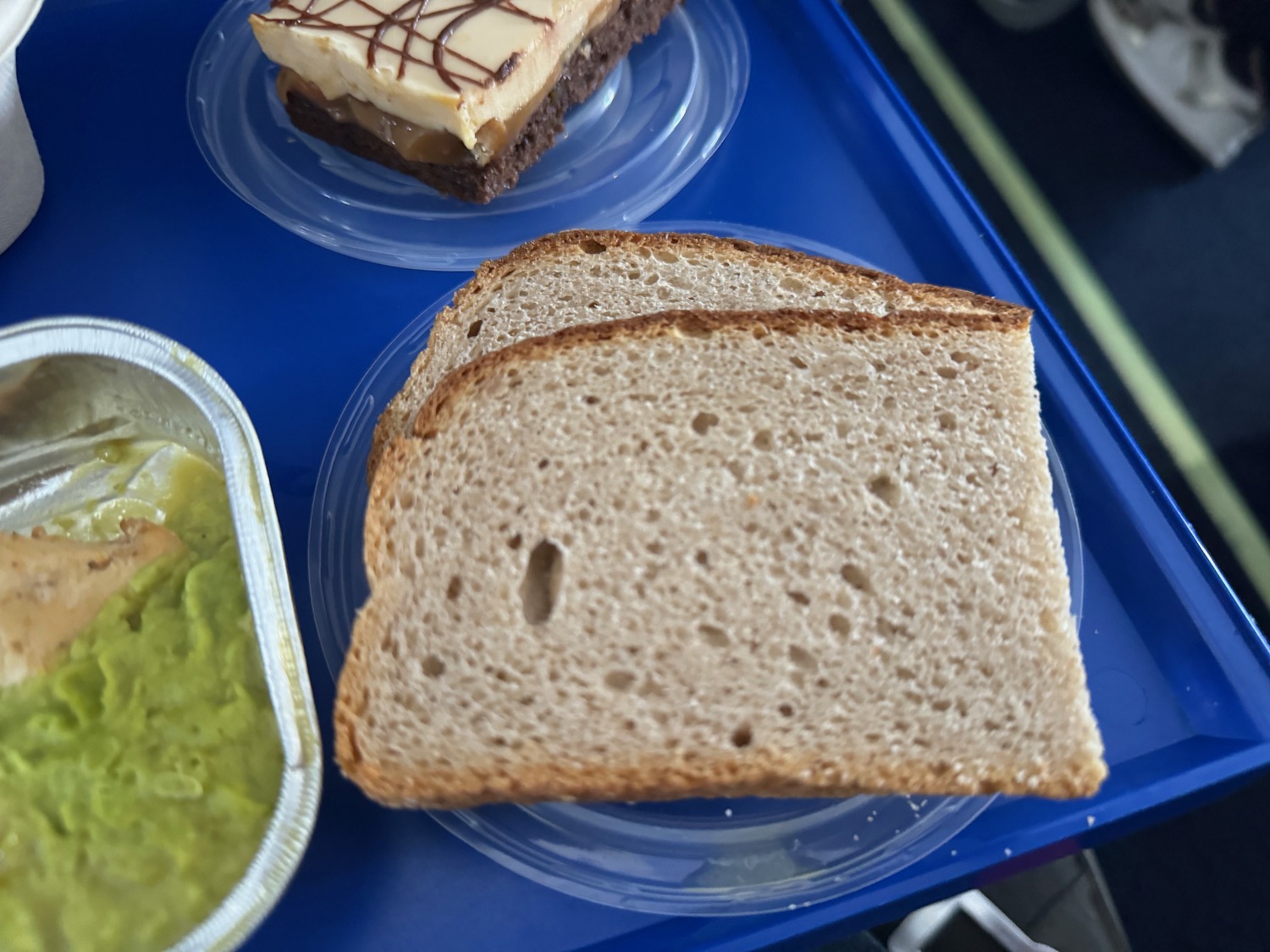 a plate of food on a tray