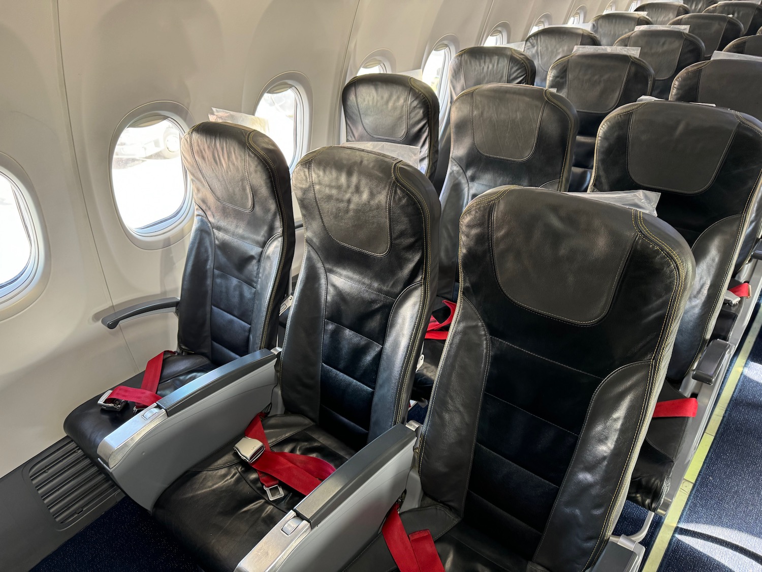 a row of seats in an airplane